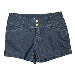 W62 Womens Signature Fit Dark Wash Denim Shorts Size 12 Stretch Indigo Blue Flaw